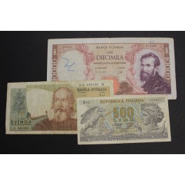 1962-1973- ITALIA -  LIRE - 3 BILLETES - BANCA 