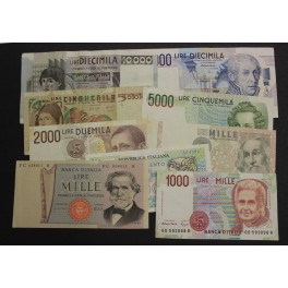 1974 -1990- ITALIA -  LIRE - 9 BILLETES - BANCA 