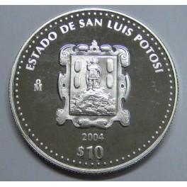 2004- POTOSI -10 PESOS- ONZA - MEXICO - PLATA
