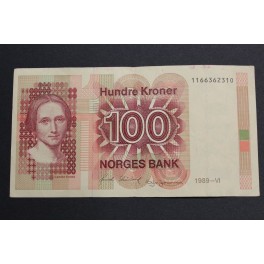 1989- NORUEGA - 100 KRONER - BILLETE -CAMILA