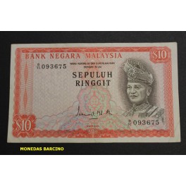 1976- MALASIA - 10 RINGGIT- ABDUL RAHMAN- BILLETE 