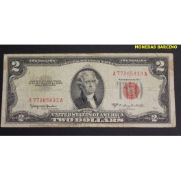 1953- RED TREASORY- 2 DOLLARS -BILLETE- USA
