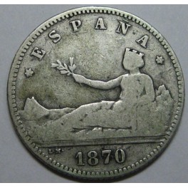 1870- 1 PESETA- PLATA- ESPAÑA- 1ª REPUBLICA