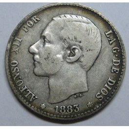 1883- ALFONSO XII -1 PESETA - ESPAÑA- PLATA