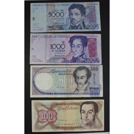 1992- VENEZUELA - BOLIVARES - CARACAS - 4 BILLETES