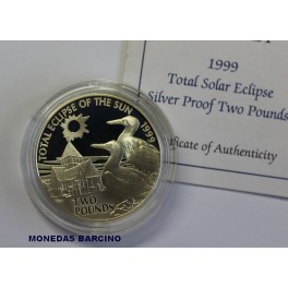1999- ALDERNEY - 2 POUNDS - ECLIPSE SOLAR- PLATA