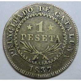 1837 - BARCELONA - 1 PESETA - ISABEL II
