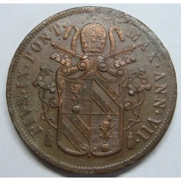 1853 -VATICANO -PIO IX - 5 BAIOCCHI - COBRE