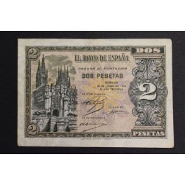 1938- BURGOS - 2 PESETAS - BANCO de ESPAÑA- BILLETE