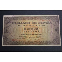 1938- CASA CORDON- 100  PESETAS -BANCO ESPAÑA -BILLETE