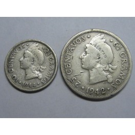  1942 - 1944 - REPU. DOMINICANA - 10 - 20 CENTAVOS