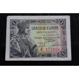 1943- FERNANDO - SERIE E - 1 PESETA - BILLETE