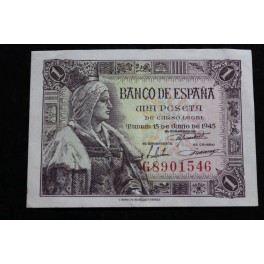 1945- ISABEL -SERIE G - 1 PESETA- MADRID- BILLETE