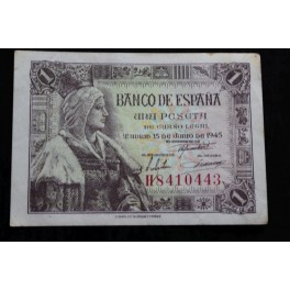 1945- ISABEL -SERIE H - 1 PESETA- MADRID- BILLETE