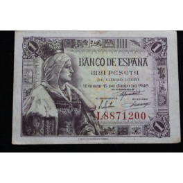 1945- ISABEL -SERIE L - 1 PESETA- MADRID- BILLETE