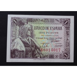 1945- ISABEL -SERIE h- 1 PESETA- MADRID- BILLETE