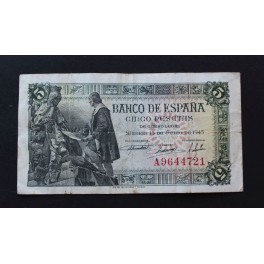 1945 CAPITULACIONES - SERIE A - BANCO ESPAÑA- 5 PESETAS