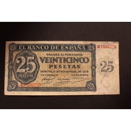 1936- BURGOS -SERIE R -25 PESETAS- BANCO ESPAÑA- 