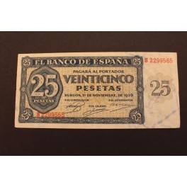 1936- BURGOS -SERIE S -25 PESETAS- BANCO ESPAÑA- 