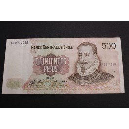 1993- CHILE - 500 PESOS - VALDIVIA - BILLETE