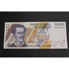 1996- ECUADOR -5000 SUCRES -MONTALVO - BILLETE