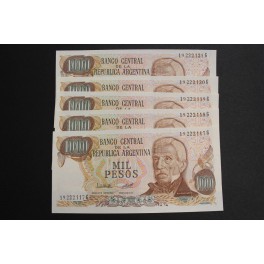 1976-1983- ARGENTINA -1000 PESOS - 5 BILLETES 