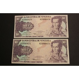 1980- VENEZUELA - 10  BOLIVARES -  SUCRE- PAREJA