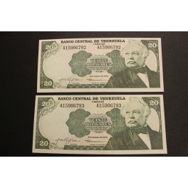 1979- VENEZUELA - 20 BOLIVARES - PAEZ- PAREJA