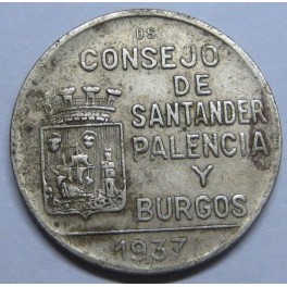 1937- SANTANDER PALENCIA Y BURGOS - 1 PESETA