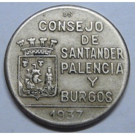 1937- SANTANDER PALENCIA Y BURGOS - 1 PESETA