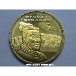 2002- TERRACOTA - 5 YUAN - CHINA - DORADA