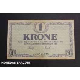 1921- DINAMARCA - 1 KRONE -NATIONAL -BILLETE