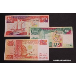 1988- SINGAPUR- 2-5-10 DOLLARS - 3 BILLETES