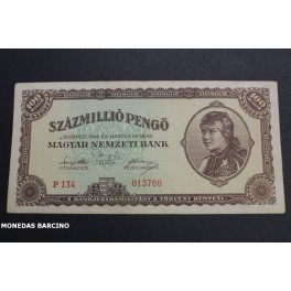 1946- HUNGRIA -100 MILPENGO -BROWN-BILLETE