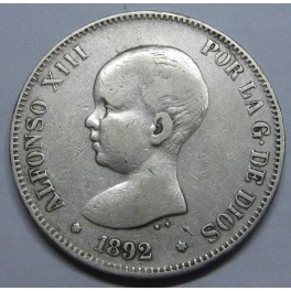 1892 - 5 PESETAS - ALFONSO XIII - SPAIN