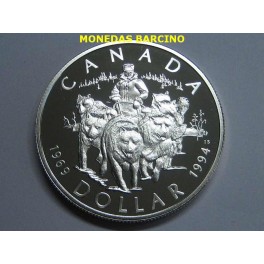 1994 - CANADA -  DOLLAR -  PROOF - PATRULLA DE PERROS - DOG  - PLATA