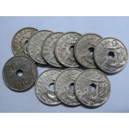 1951 - 1965 - 50 CENTIMOS - COLECCION COMPLETA 10 MONEDAS