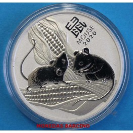 2019 - AUSTRALIA - 1 ONZA  - DOLLAR - AÑO LUNAR MOUSE-RATA -PLATA