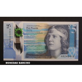 2016- ESCOCIA - 5 POUND-NAN SHEPHERD - BILLETE