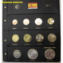 2011- 11 MONEDAS - EUROS - ESPAÑA- HOJA PARDO