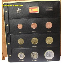 2008- 9 MONEDAS - EUROS - ESPAÑA- HOJA PARDO