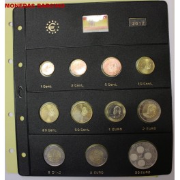 2012- 11 MONEDAS - EUROS - ESPAÑA- HOJA PARDO