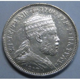 1889- ETHIOPIA - 1/4 BIRR - MENELIK II -PLATA