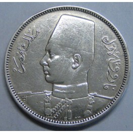 1937- EGIPTO - 5 PIESTRES - FAROUK I -PLATA