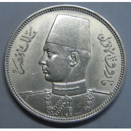 1939- EGIPTO - 5 PIESTRES - FAROUK I - PLATA