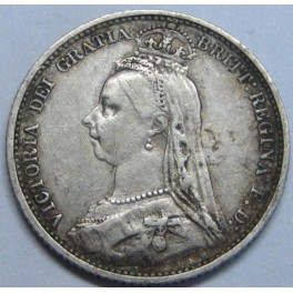 1889- VICTORIA - 6 PENCE - INGLATERRA - PLATA