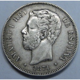 1871 - 73 - AMADEO I - 5 PESETAS - DURO PLATA - ESPAÑA