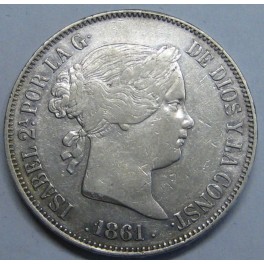 1861- MADRID - 20 REALES - ISABEL II -PLATA