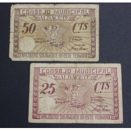 1937- ALBACETE - 25 -50 CENTIMOS - 2 BILLETES