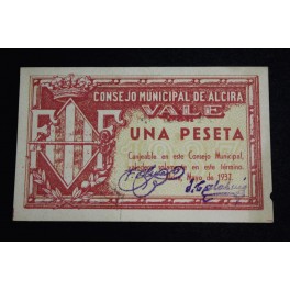 1937- ALCIRA - VALENCIA - 1 PESETA - BILLETE